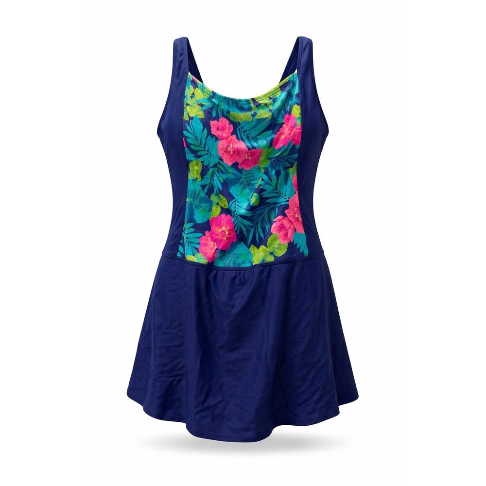 Gabar Plus Size 22W Navy Floral Skirted One Piece Swimsuit Adjustable
